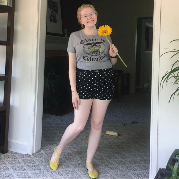Black and white polka dot high-waisted shorts - Picture 4 of 4